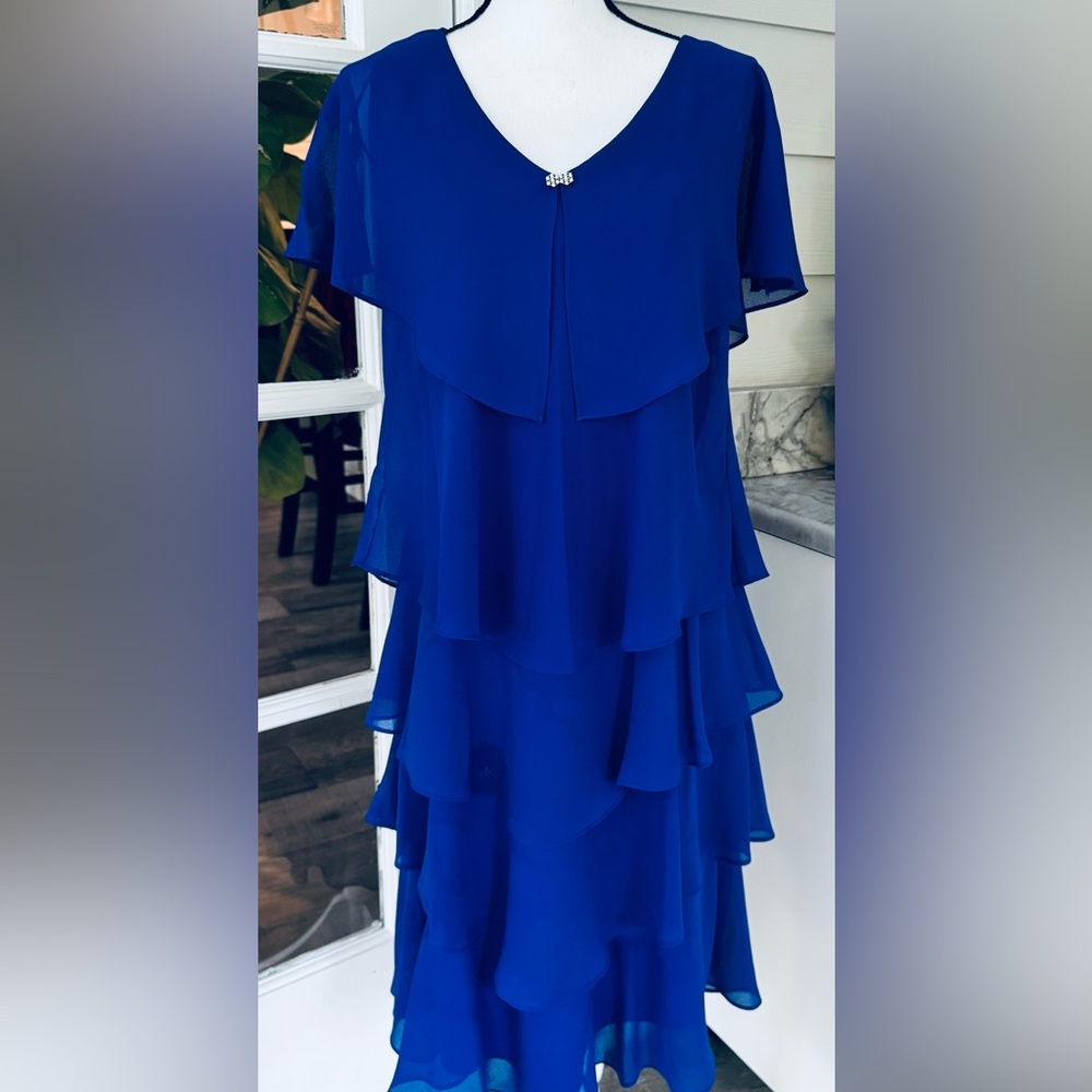 IGNITE Stunning Royal Blue Ruffle Cocktail Dress NEW! Paid $129.00 Size-14